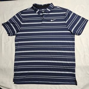Nike Men's Blue Striped Polo Shirt TOT HILL FARM